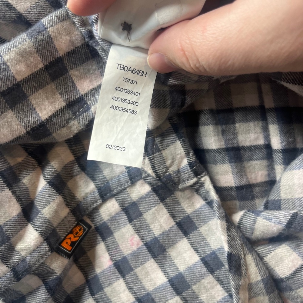 Timberland PRO Button Down Shirt Mens XL Blue Gingham Excellent Short Sleeve - Picture 5 of 8